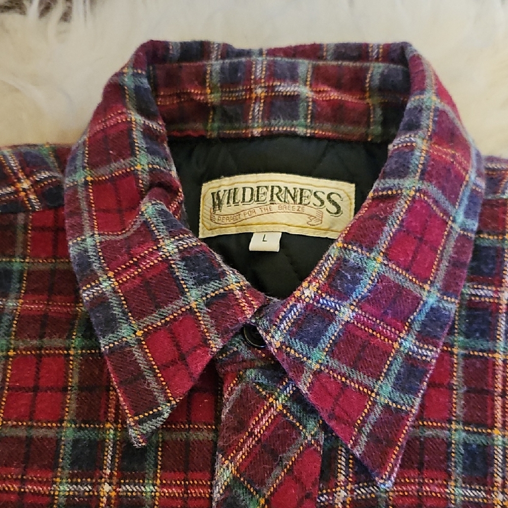 Vintage Wilderness Men's Plaid insulated Flannel Shirt button down comfy warm - Picture 14 of 16